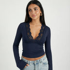 NOIR LACE V TOP