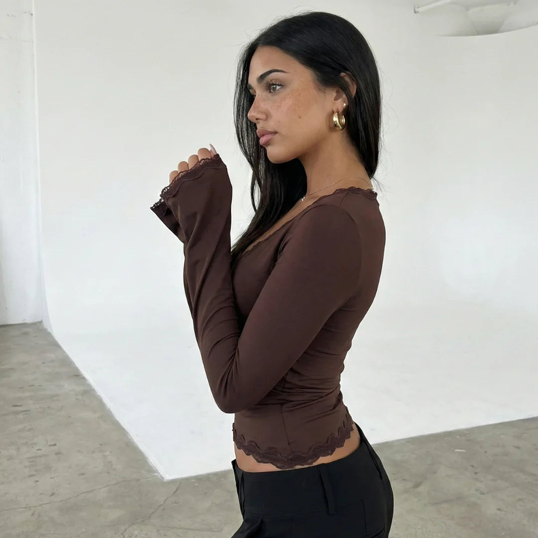 NOIR LACE WRAP TOP